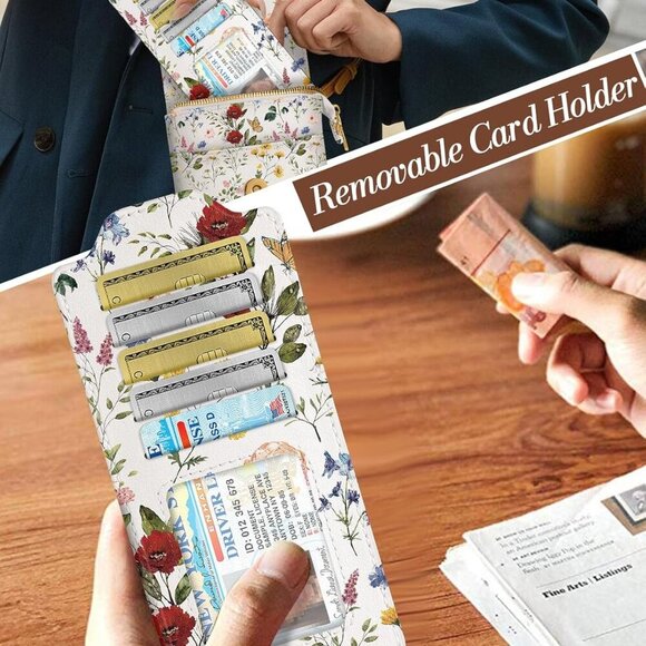 Small Leather Crossbody Bag Women Medium Cell Phone Purse Wallet with Detachable - Picture 4 of 6